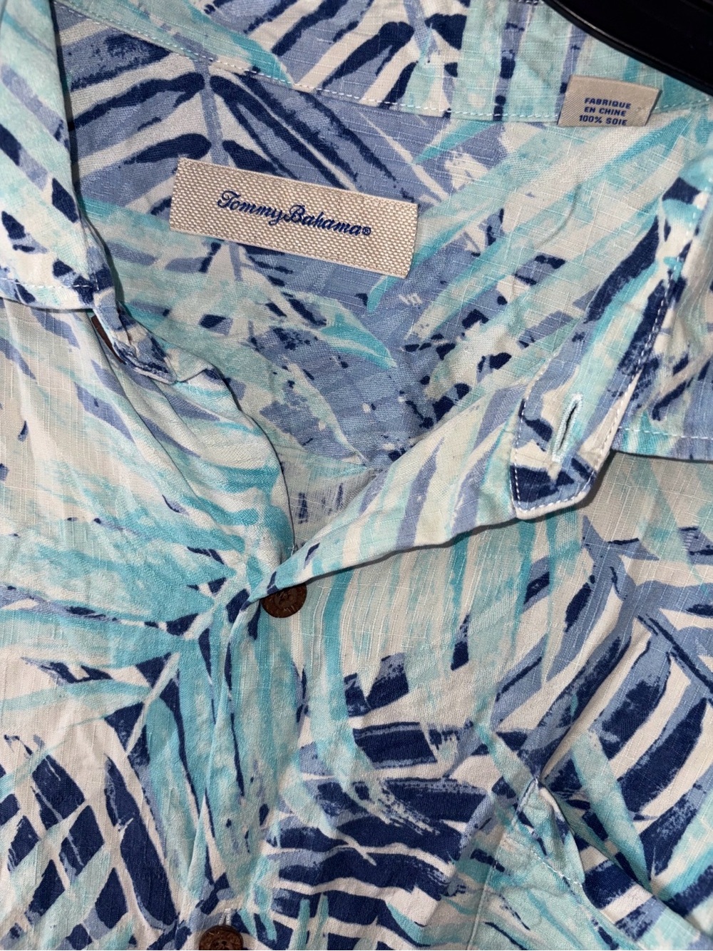 Tommy Bahama Silk Shirt XXXL Men Blue Tropical Floral Palm Original Fit Hawaiian